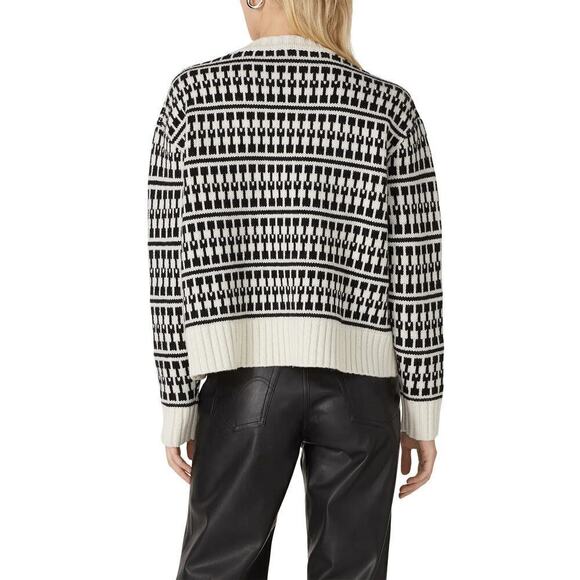 Jason Wu Graphic Sweater Geometric Chunky Knit Wool Oversized Top Black White M - Picture 2 of 10